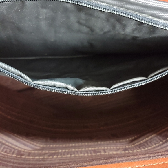 YSL CHARCOAL GRAY & BROWN LEATHER TOTE BAG - Picture 5 of 17